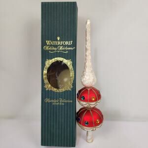 Waterford Holiday Heirlooms Nostalgic Limited Red Ivory Gold Finial Tree Topper
